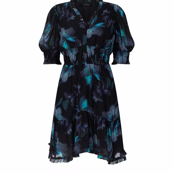 AllSaints Via Ceres butterfly Print Mini Dress - Size 10 - Picture 10 of 10
